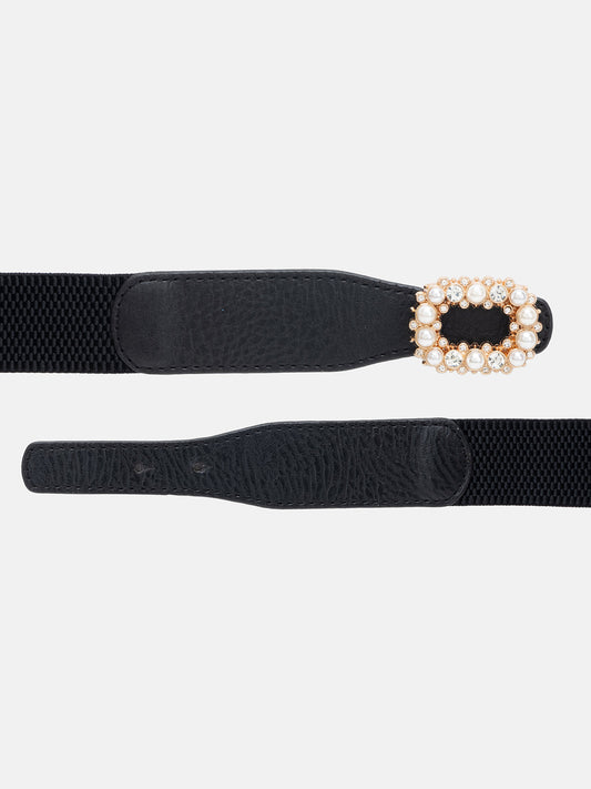 Rhinestone Buckle Elastic Waist Cinch Belt