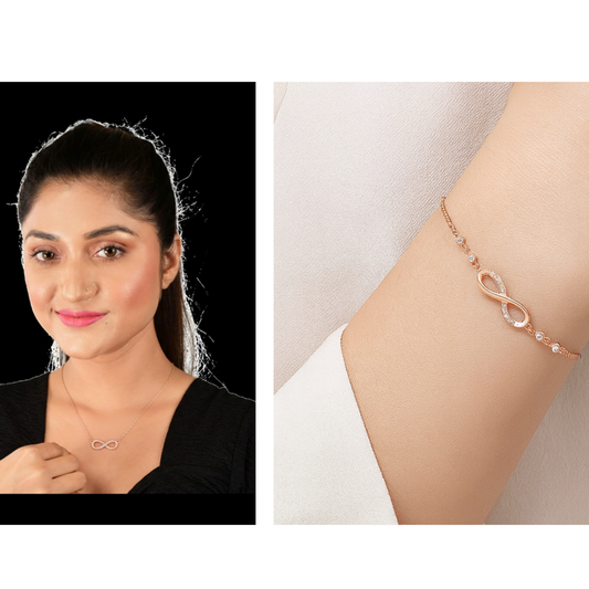 Infinity Love Pendant & Bracelet Value Set for Women & Girls |Valentine Gift