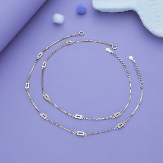 Multi-Geometric 925 Silver Anklet
