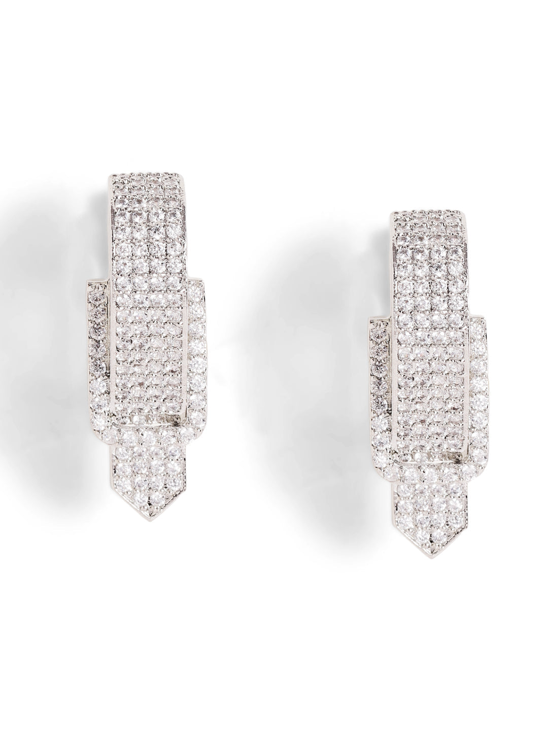 Statement Elegance American Diamond Silver Plated Stud style Earrings