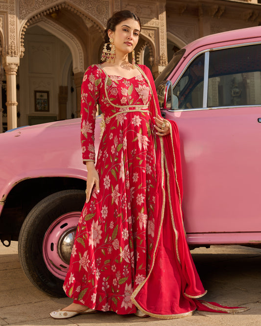 Kashish Pink Printed Georgette Suit Set