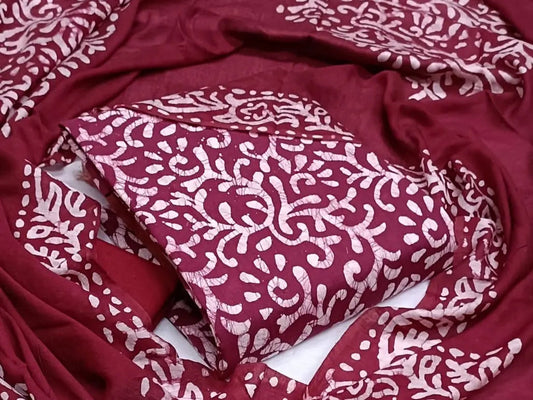 Cotton Hand Blocked Wax Batik Dress Material (Unstitched) - Premium from Ethenika.com - Just INR 1290! Shop now at Ethenika.com
