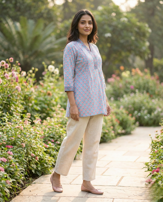 Pastel Hues Sky Blue Cotton Top
