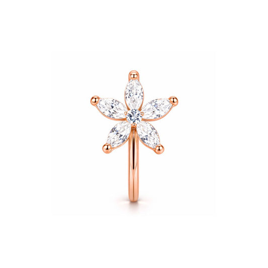 Rose Gold Floral Non Piercing Nose Pin