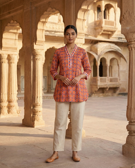 Pastel Hues Orange Cotton Top