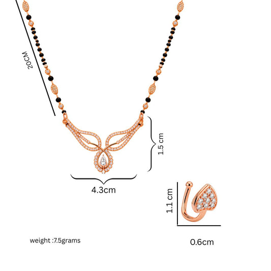 Rose Gold Mangalsutra with Nose Pin