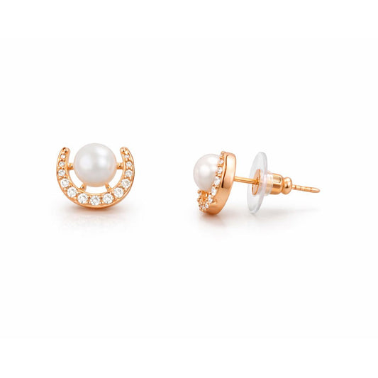 Rose Gold Pearl Stud Earrings