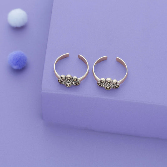 Mini Bloom Oxidized 925 Silver Toering