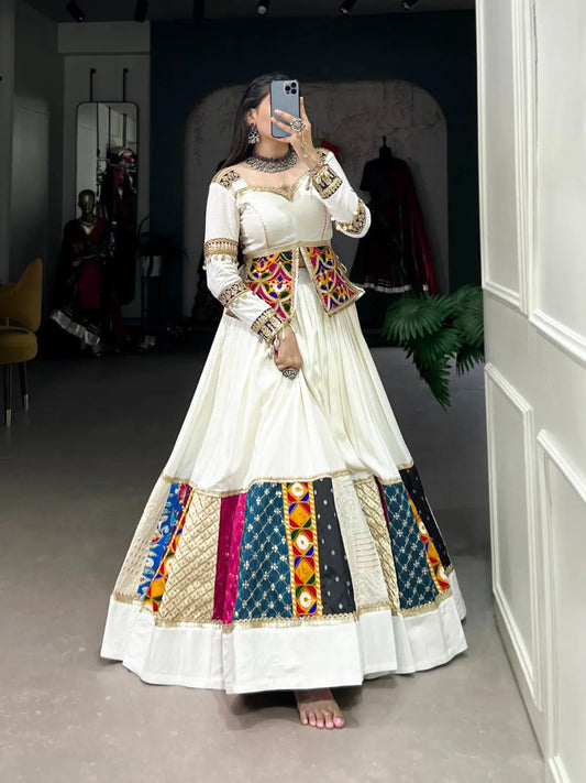 Rayon gamthi work White Concept Navratri Special Chaniya Choli - Premium from Ethenika.com - Just INR 5590! Shop now at Ethenika.com
