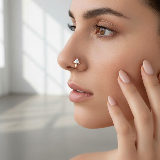 White Abstract AD Non-Piercing Nose Pin