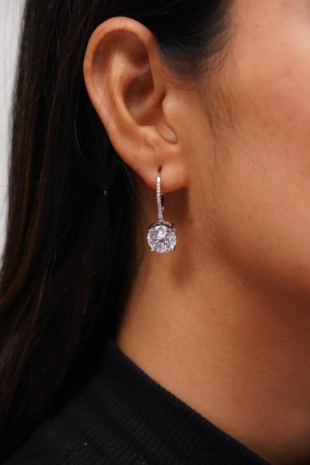 5 Carat Round Solitaire Diamond Bali Earrings - Attrangi