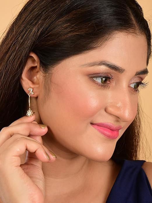 Elegant Rose Gold Floral DropEarrings For Girls And Women