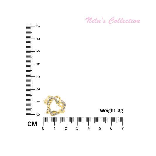 Multi Tone| Heart Shape Stud Earrings for Women and Girls, CZ Stone