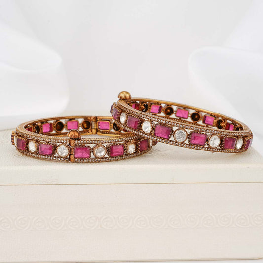 Shinning Pink Victorian Pair Bangles