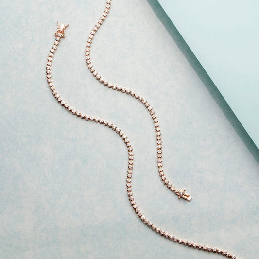 Single Solitaire Line Rose Gold Plated 925 Sterling Silver Anklet