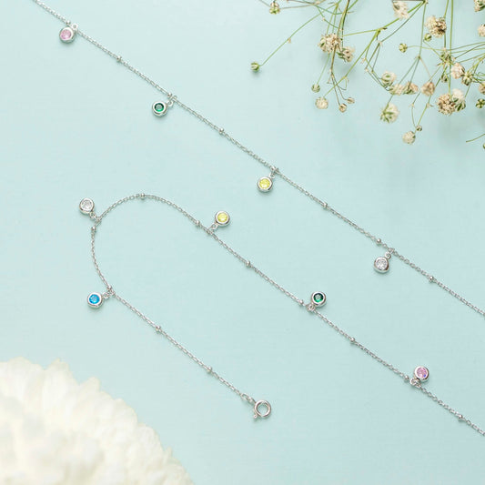 Color Drops 925 Sterling Silver Anklet