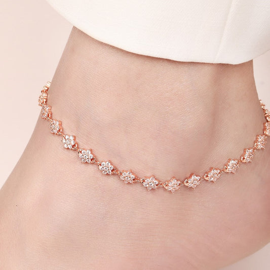 Starry Elegance Rose Gold-Plated 925 Sterling Silver Anklet