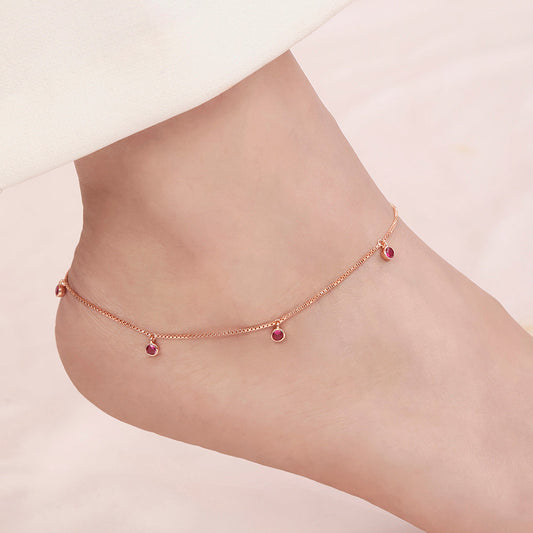 Classic Rose Gold Plated 925 Sterling Silver Anklet