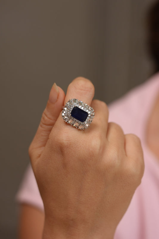 Orry Coloured Stone Cocktail Diamond Ring | Adjustable