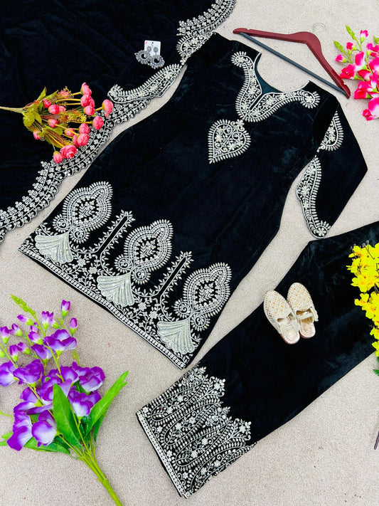 Heavy Sequence work Viscose Partywear Velvet Suit (Stitched) - Premium from Ethenika.com - Just INR 3590! Shop now at Ethenika.com