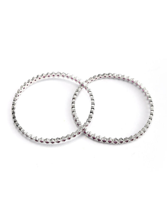 Purple Silver Plated Set of 2 Bangle Set