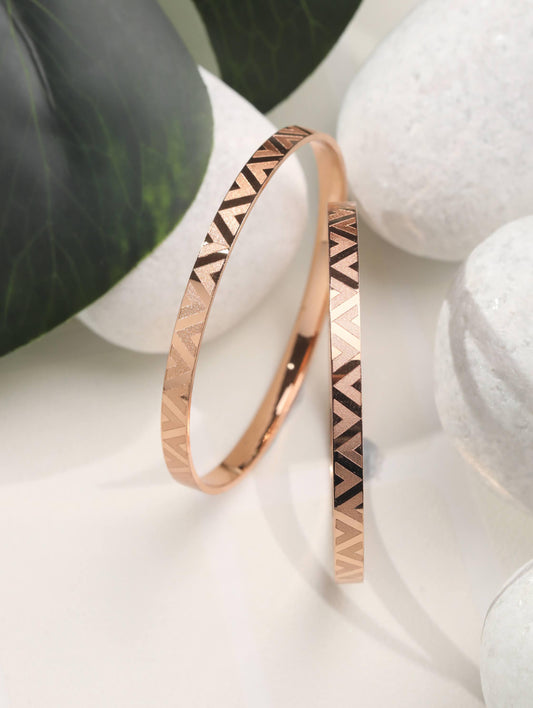 Rose Gold Plated Set of 2 Bangle Set