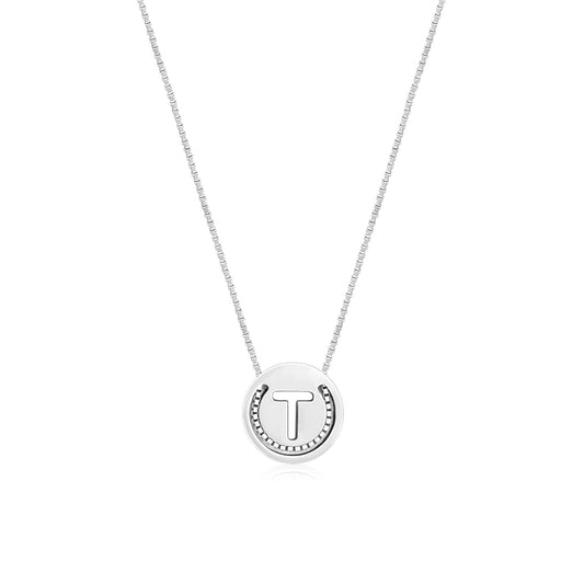 Circular Initial 'T' Necklace