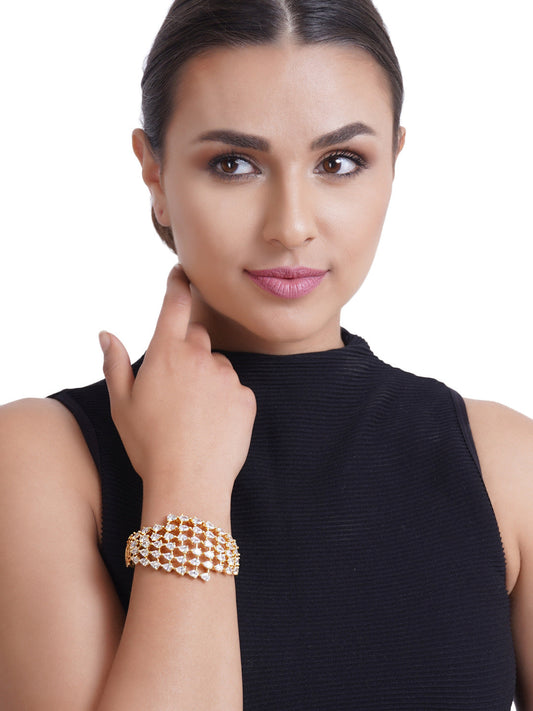 Gold-Plated American Diamond Studded Kada Bracelet
