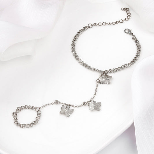 Bewitched Sabrina Butterfly Charm Silver Hand chain Bracelet