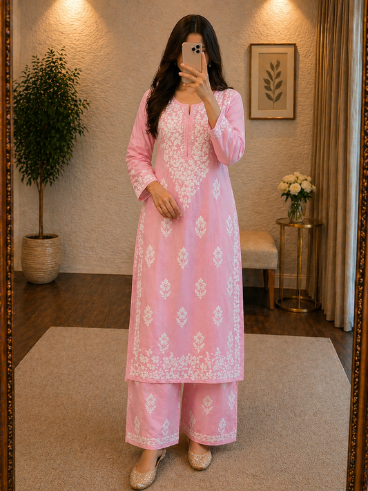 Rayon Chikankari Kurti Pant Set