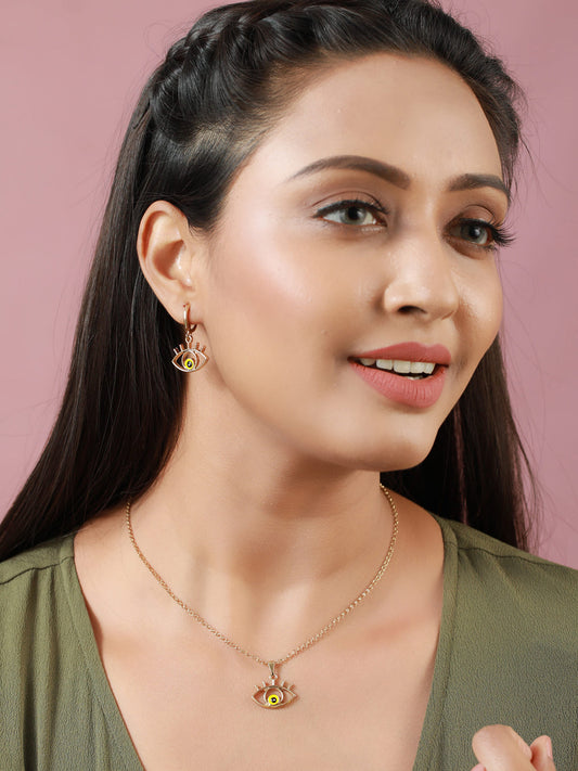 Prita Evil Eye Rose Gold Jewellery Set