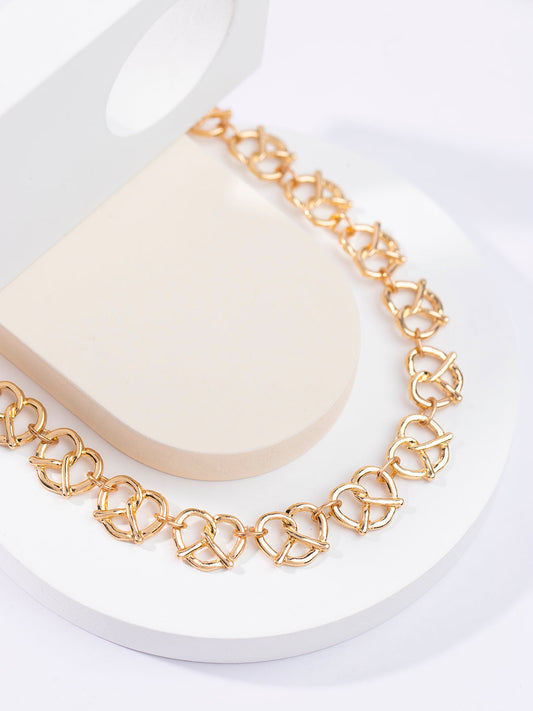Prita by Priyaasi Twisted Linked Hearts Gold Plated Necklace