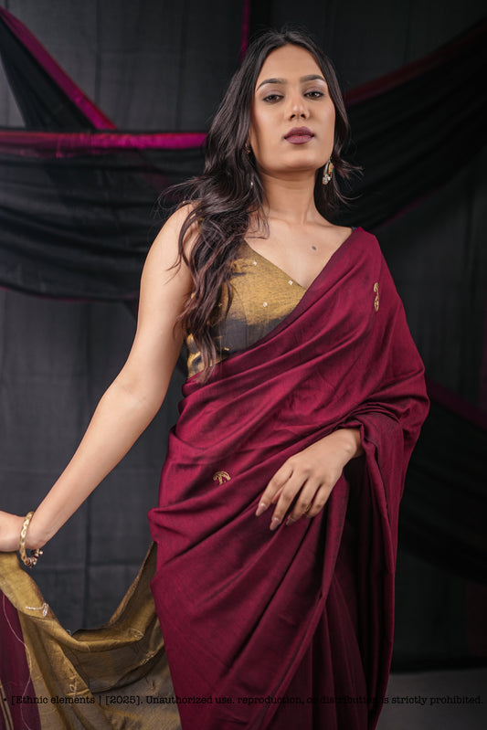 Mul Cotton Cut Dana Hand Embroidered - Rose