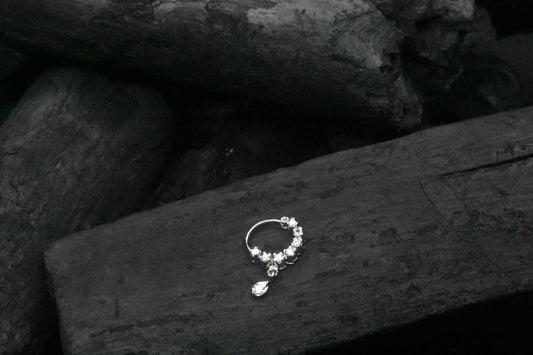 Simple Diamond Studded Piercing Nose Ring for Women