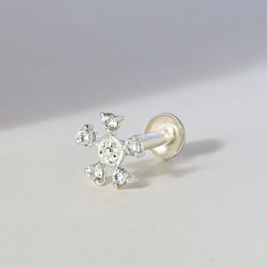 Floral Orbit Silver Nose Pin