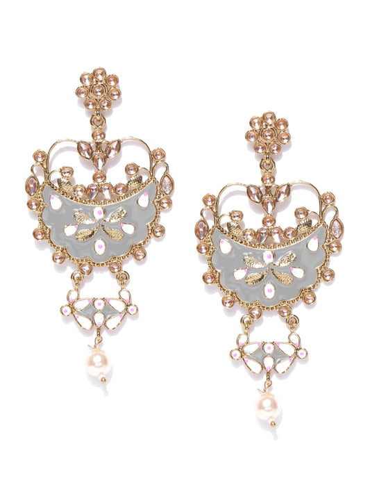 Designer Grey Enammeled Earring For Women And Girls