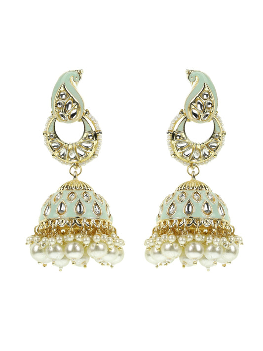 Kundan Studded and beaded Jhumka Earring