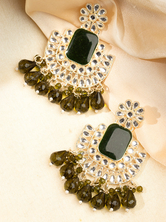 Priyaasi Multi Coloured Peacock Shaped Meenakari Drop Earrings