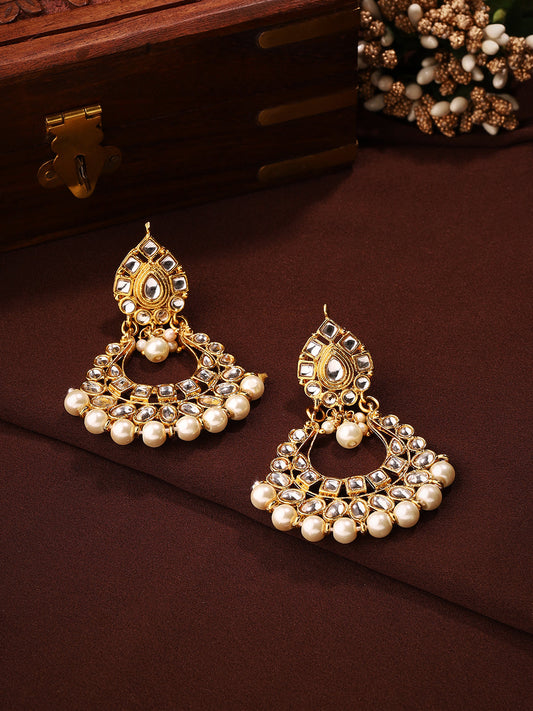 Priyaasi The Charm of Gold Plated Chandbalis with Pearls and Kundans