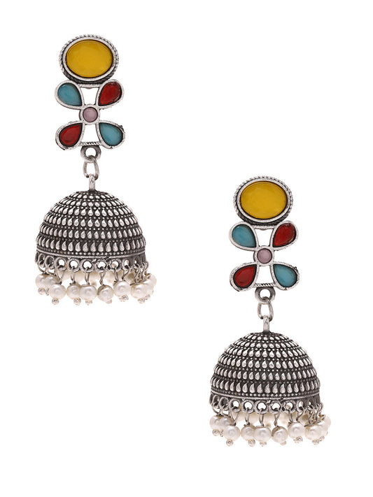 Priyaasi Yellow Floral Jhumkas
