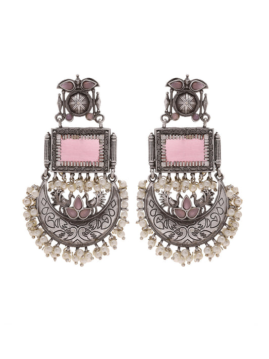Priyaasi A Timeless Pink Stones Earrings with Pearl Touch