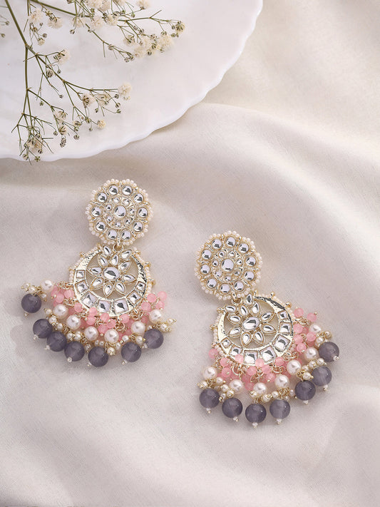 Priyaasi Pale Pink and Ash Combo Floral Earrings