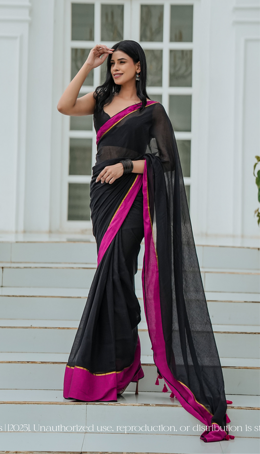 Mul Cotton Saree Kali Gulab Mehfil