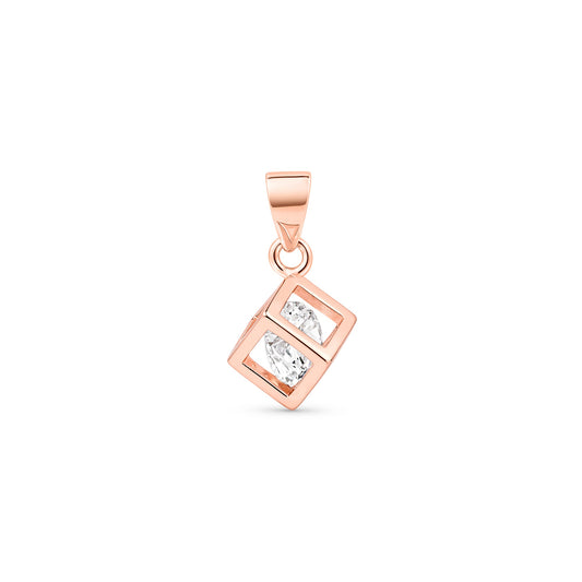Stacked Square CZ Silver Pendant