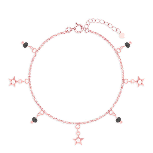 Star Charm Bracelet with Black Beads