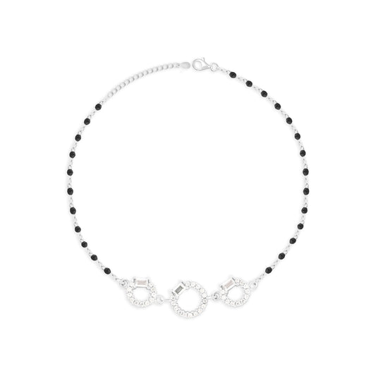 Three-Stone Black Beads Bracelet