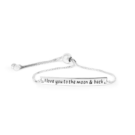 Love You to the Moon & Back Silver Bracelet