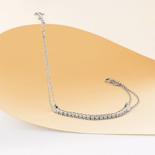 Minimal CZ Bar Silver Bracelet