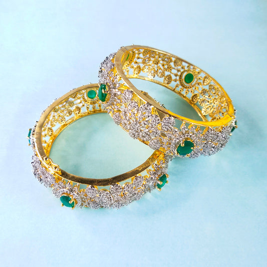 American Diamond and Emerald Bangles By Asp Fashion Jewellery