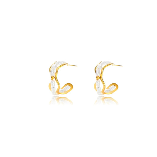 Gold Pearl Pin Earrings JLT13055